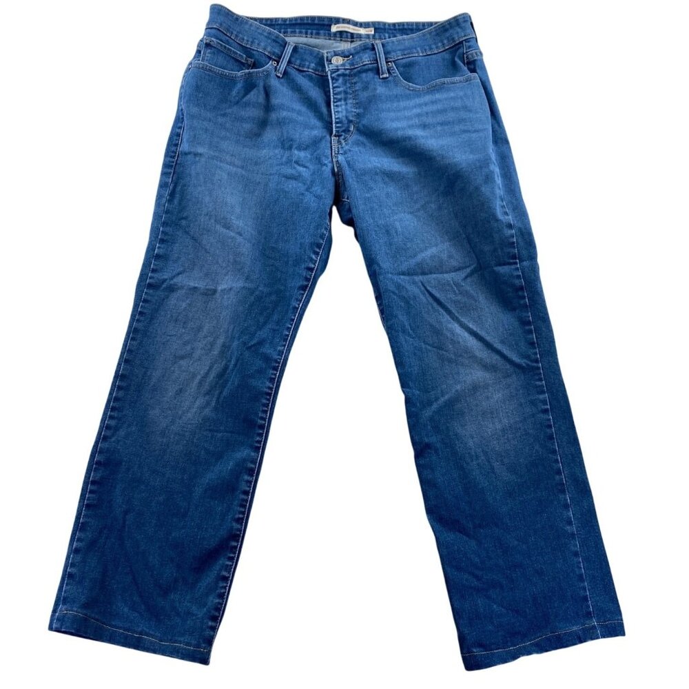 Levis Women's 314  Jeans 16W Shaping Straight Blue Denim Stretch Ankle Low Rise